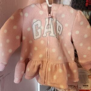 GAP Pink and White Polka Dot Fleece Hoodie